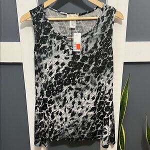 Brittany Black Monochrome Patterned Tank Top